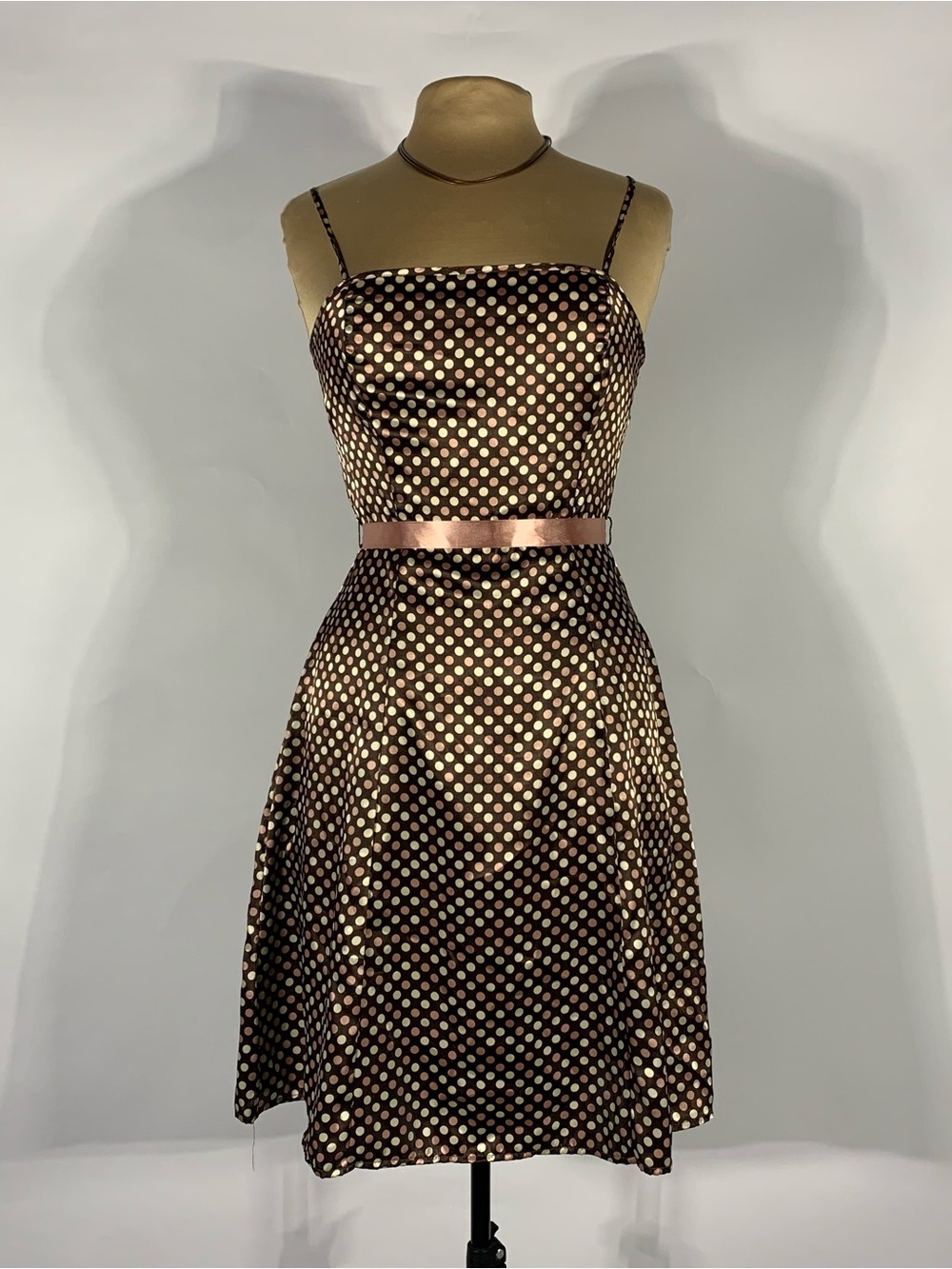 Y2K Brown Polka Dot Satin Mini Dress by City Triangles 🤎✨